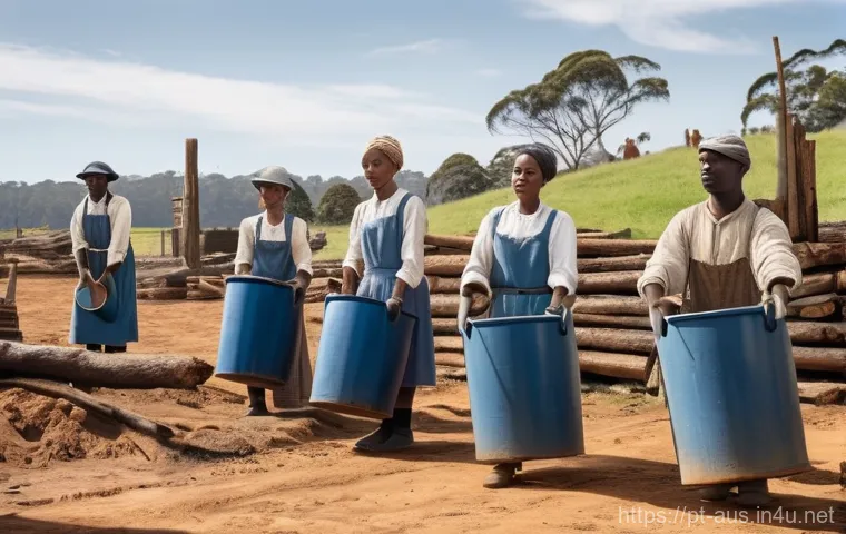 호주의 영국 식민지화 과정 - **Prompt:** A vivid depiction of the First Fleet's arrival at Sydney Cove in January