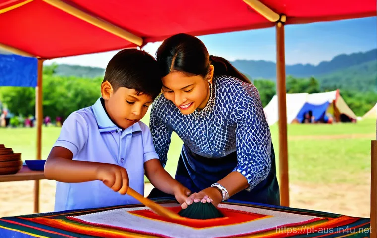 화이트 오스트레일리아 정책과 폐지 - **Prompt 2: "A bustling indoor community center during a multicultural food fair. Various food stall...