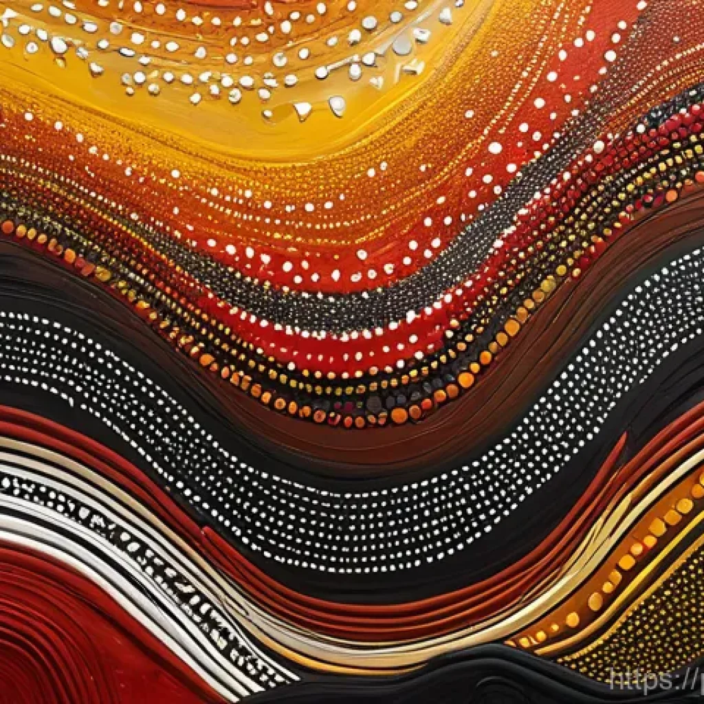 오스트레일리아 원주민 미술 - **Aboriginal Dreamtime Abstraction:** A vibrant and complex abstract painting, rich with the spiritu...