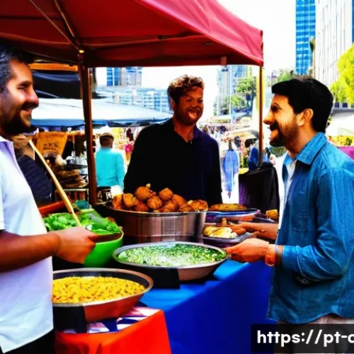 Home 29 호주 내 다문화 사회와 언어 다양성 - A vibrant multicultural street market scene in Sydney, showcasing diverse people of various ethnic b...